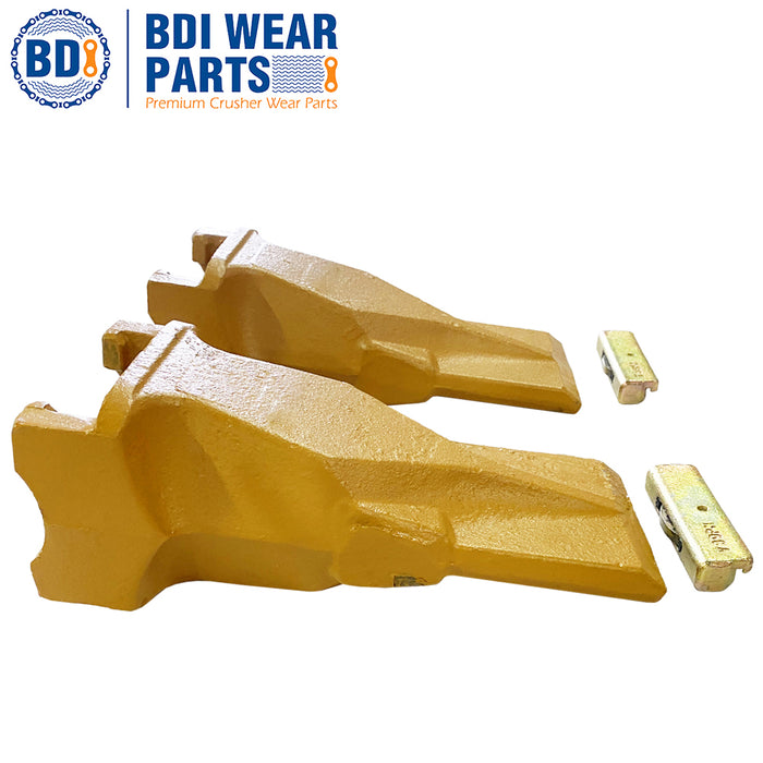 BDI Wear Parts V39SYL 1/2/5 Pack Bucket Teeth Esco Style Plus V39PN Flex Pins Dirt Bucket Teeth Fits Mini Excavator (2 Pack)