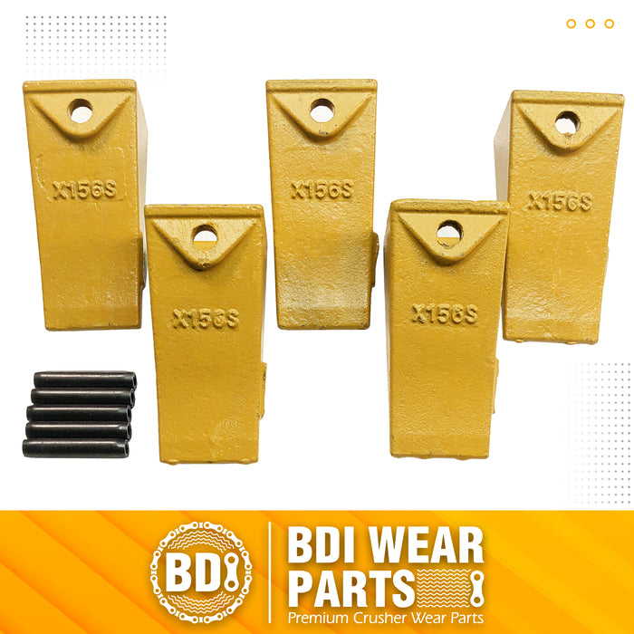 BDI Wear Parts 5PACK Bucket Teeth for Skid Steering and Small excavators, 5 X156S Bucket Teeth +5 pins. (5PACK)