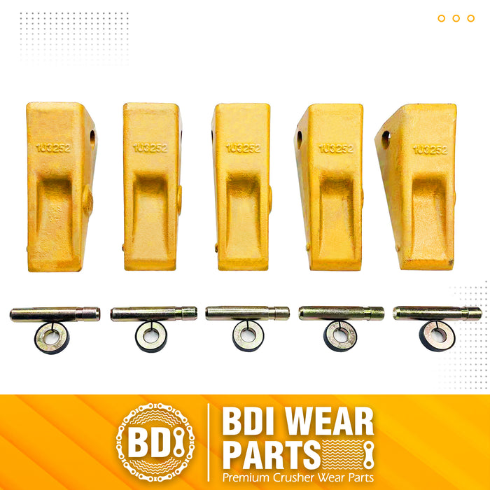 5 - CAT Style Backhoe/Loader Bucket Dirt Teeth w pins & retainers - 1U3252