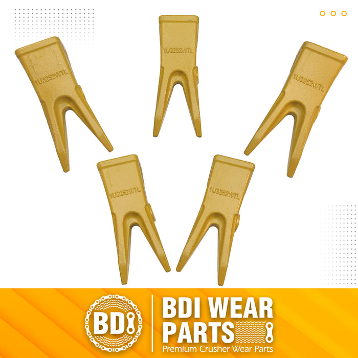BDI Wear Parts 1U3252WTL Tractor Bucket Teeth Bucket Rock Tooth Backhoe/Loader Bucket Dirt Teeth/Tooth for Cat J250 Excavator - 5Pack