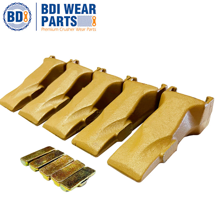 BDI Wear Parts 5 Pack V17SYL Esco Super V Style Dirt Bucket Teeth with V17PN Set Series Digging Tooth for Excavator Backhoe Loader