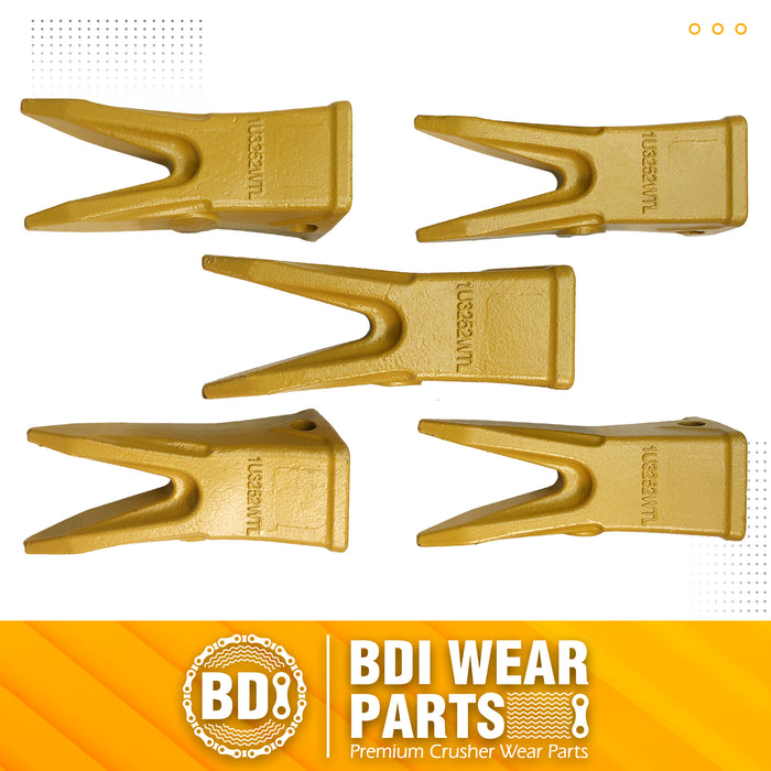 BDI Wear Parts 1U3252WTL Tractor Bucket Teeth Bucket Rock Tooth Backhoe/Loader Bucket Dirt Teeth/Tooth for Cat J250 Excavator - 5Pack