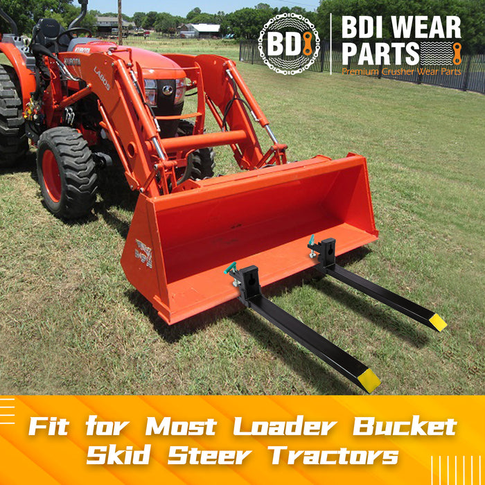 BDI Wear Parts 43" Total Length 1500 Lbs Pallet Forks Chain Heavy-Duty Front Loader Forks Pallet Forks for Loader Bucket Skid Steer Tractor Without Bar