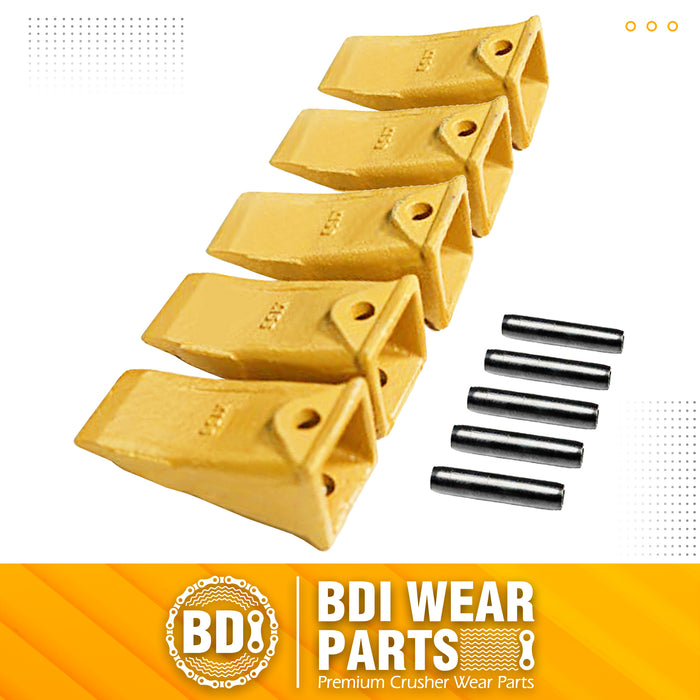 X156 5 Pack Dirt Teeth Hensley Style Bucket Teeth/Tooth & 5 P156 Roll Pins