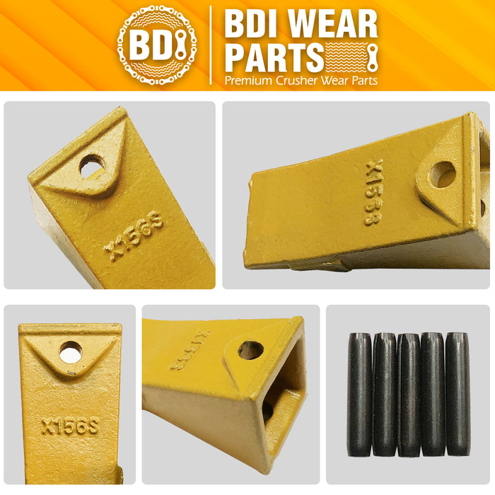 BDI Wear Parts 5PACK Bucket Teeth for Skid Steering and Small excavators, 5 X156S Bucket Teeth +5 pins. (5PACK)
