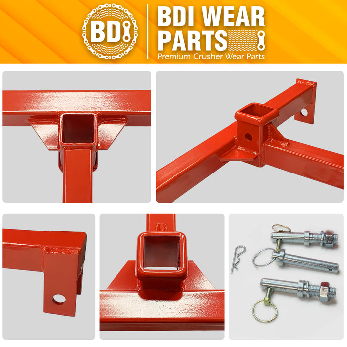 BDI Wear Parts 3 Point Trailer Hitch with 2" Receiver for Category 1 Tractor Gooseneck Drawbar Adapter Red Towing Hitch