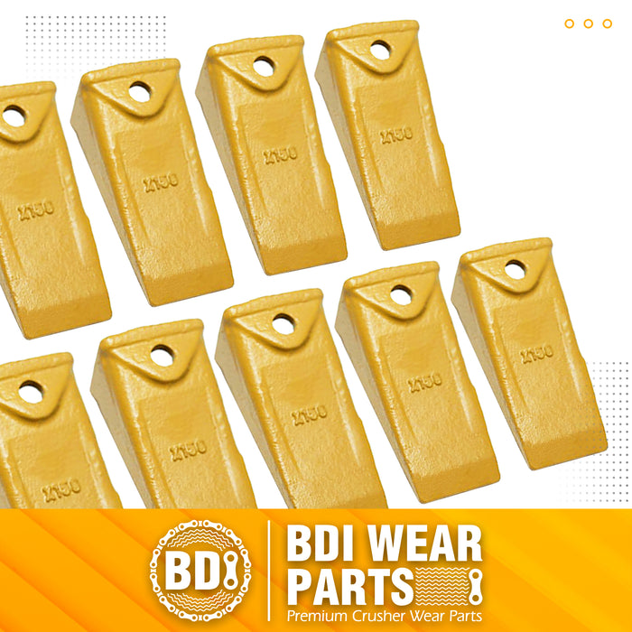 BDI Wear Parts 10 Pack X156 Dirt Bucket Teeth Hensley Style with 10 P156 Roll Pins for Skid Steer and Mini Excavators Fits 156 Series