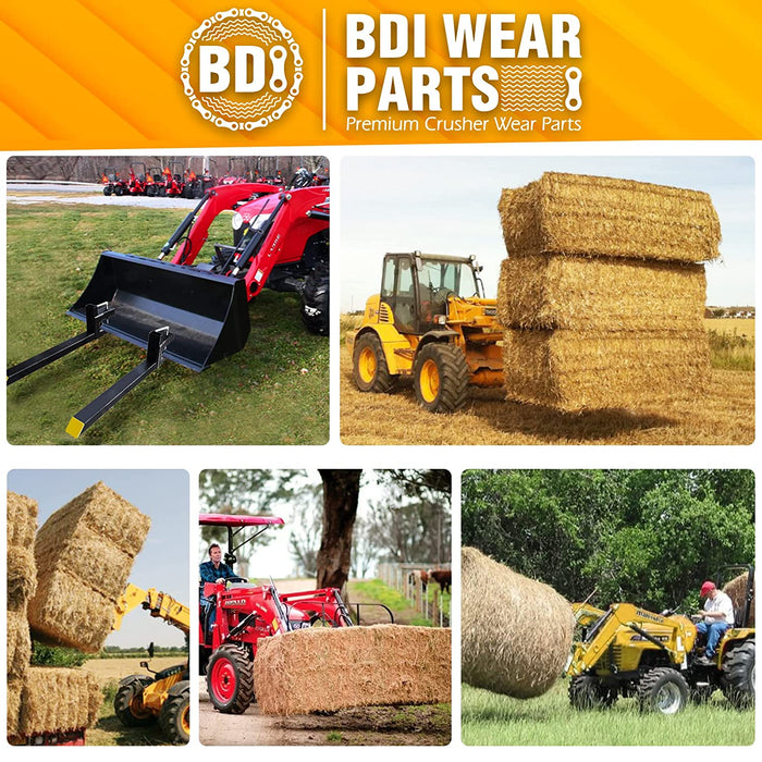 BDI Wear Parts 60" Total Length 1500 Lbs Pallet Forks Chain Heavy-Duty Front Loader Forks Pallet Forks for Loader Bucket Skid Steer Tractor with Bar