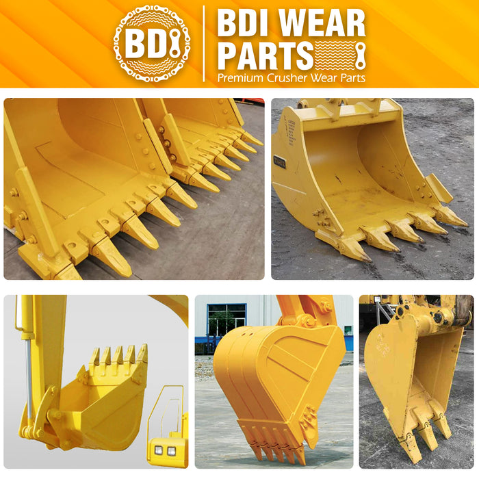 BDI Wear Parts 5 Pack Forged Caterpillar J350 Style Bucket Dirt Teeth w/Pins 8E6358 & 8E6359 Retainers - 1U3352 (5)